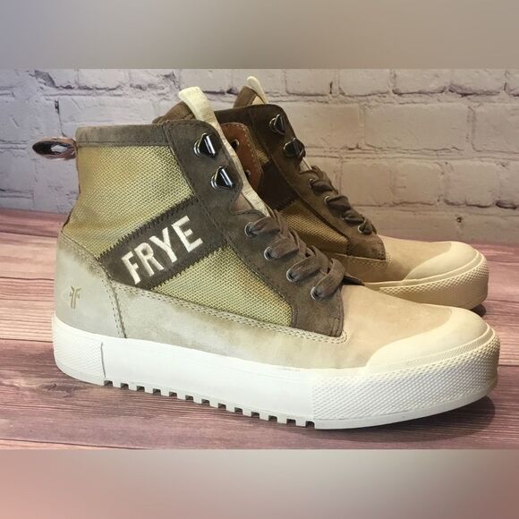 Frye Gia Lug Trail Sneaker Boots High Top Platform Tan Brown 6 - Picture 1 of 16